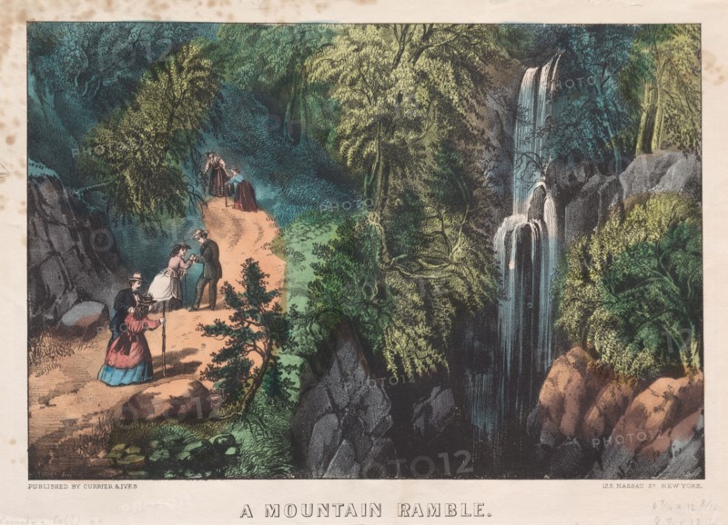 A Mountain Ramble, c. 1872-74. And James Merritt Ives (American, 1824-1895), Nathaniel Currier (American, 1813-1888). Lithograph, hand colored