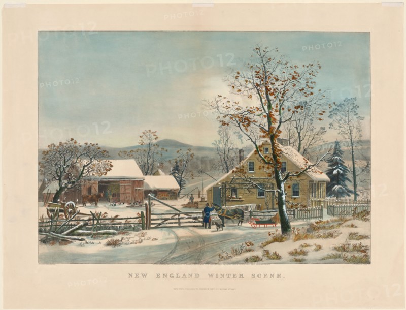 New England Winter Scene, 1861. And James Merritt Ives (American, 1824-1895), Nathaniel Currier (American, 1813-1888). Lithograph