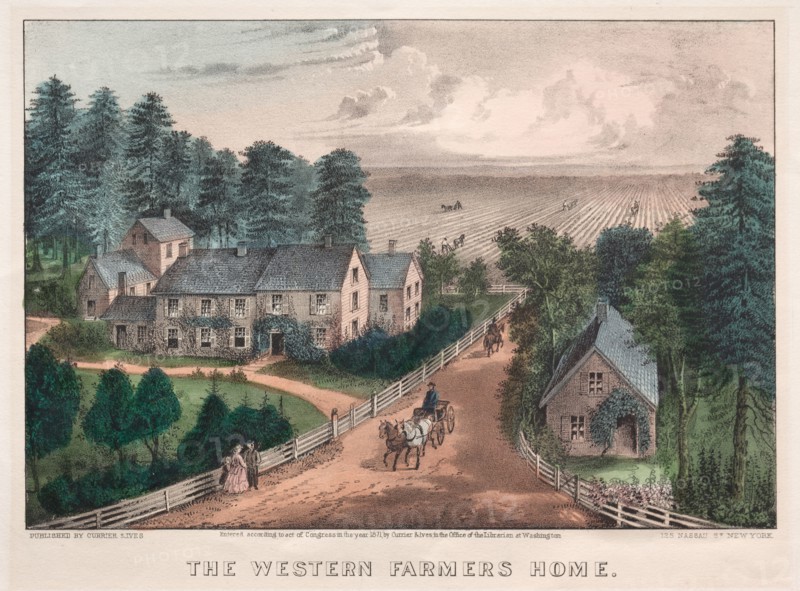 The Western Farmer's Home. And James Merritt Ives (American, 1824-1895), Nathaniel Currier (American, 1813-1888). Lithograph