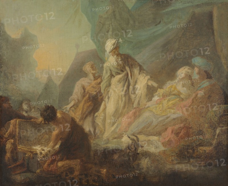 Laban Searching for His Stolen Gods, 1753. Augustin de Saint-Aubin (French, 1736-1807). Oil on canvas; framed: 62 x 72 x 7.5 cm (24 7/16 x 28 3/8 x 2 15/16 in.); unframed: 45.6 x 57.3 cm (17 15/16 x 22 9/16 in.).