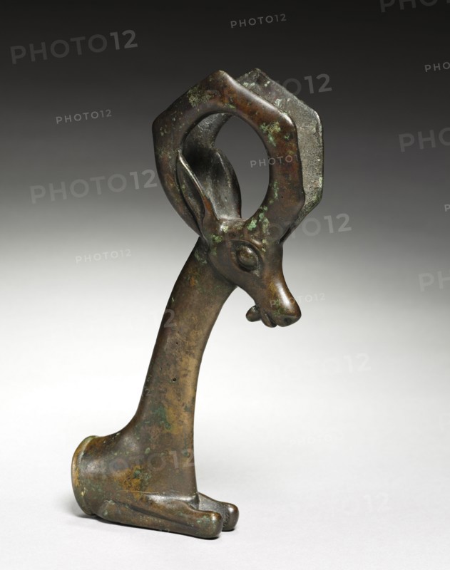 Ibex Whetstone Handle, 1100-900 BC. Luristan, Iran, 1100-900 BC. Bronze, cast; overall: 22.3 cm (8 3/4 in.).