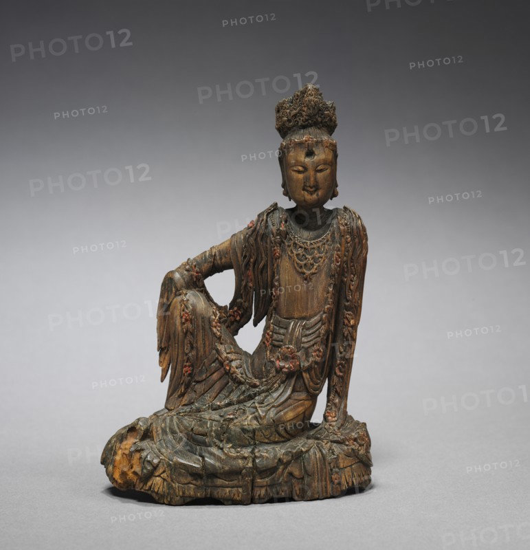 Potala Guanyin, 900s. China, Five dynasties (907-960). Carved wood with traces of paint; overall: 15.1 x 9.9 cm (5 15/16 x 3 7/8 in.).