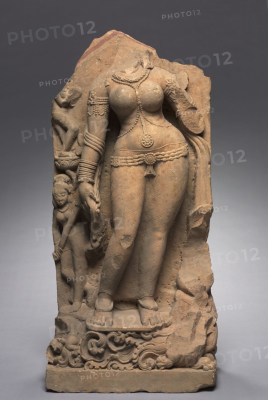 River Goddess Ganga, c. 600. Northern India, Mathura, Vardhama Period, 6th-7th Century. Sandstone; overall: 108 cm (42 1/2 in.).