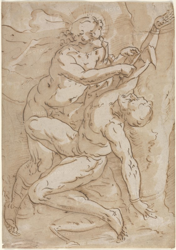 Apollo Flaying Marsyas, 16th century. Anonymous. Pen and brown ink and brown wash over black chalk; sheet: 30.7 x 21.5 cm (12 1/16 x 8 7/16 in.).