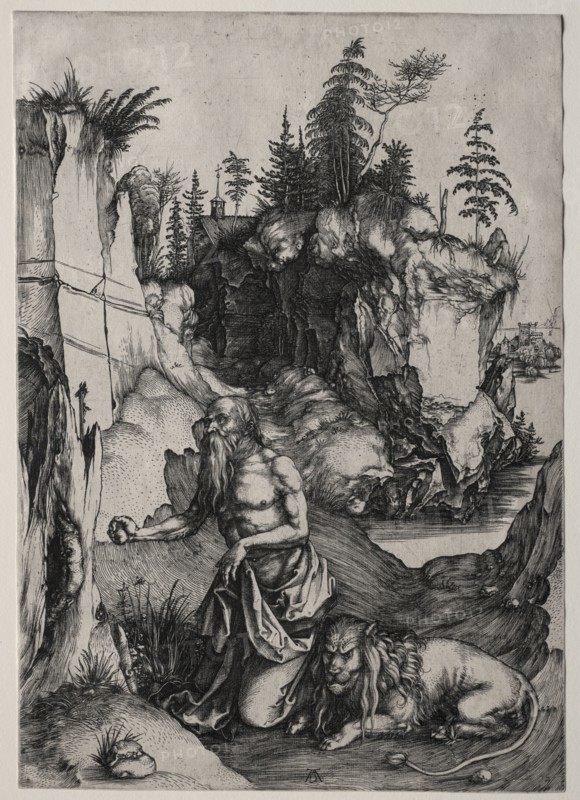 St. Jerome in Penitence, c. 1497. Albrecht Dürer (German, 1471-1528). Engraving