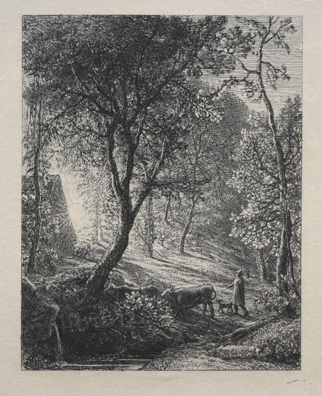 The Herdsman's Cottage, 1850. Samuel Palmer (British, 1805-1881). Etching