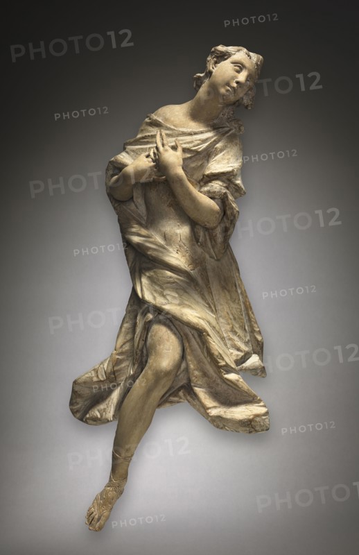 Kneeling Angel, c. 1760. Ignaz Günther (German, 1725-1775). Gessoed and painted wood; overall: 83.5 x 39 x 23.5 cm (32 7/8 x 15 3/8 x 9 1/4 in.).