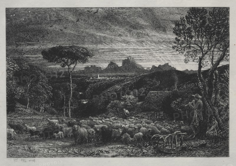 Opening the Fold, 1880. Samuel Palmer (British, 1805-1881). Etching