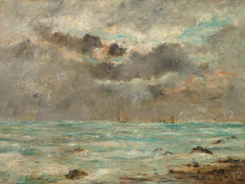 The Coast at Trouville, c. 1865-1900. Imitator of Eugène Boudin (French, 1824-1898). Oil on fabric; unframed: 46.2 x 61.1 cm (18 3/16 x 24 1/16 in.)
