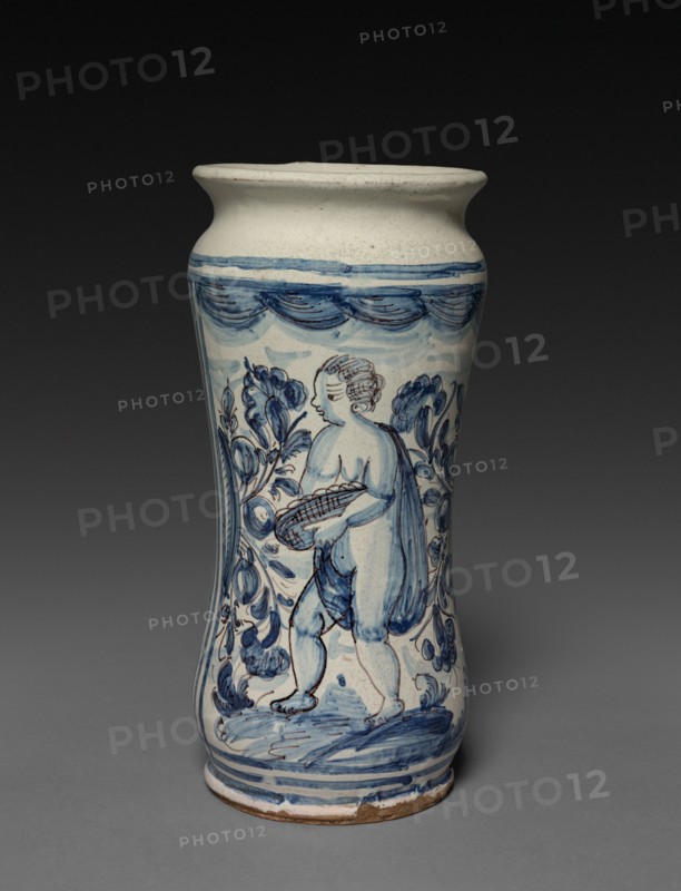 Drug Jar, 1650-1675. Italy, Liguria, (Albissola ?), 17th century. Faience; overall: 22.9 cm (9 in.).