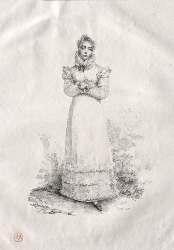 Young Woman Standing. Horace Vernet (French, 1789-1863). Lithograph