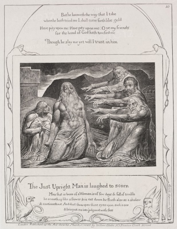 The Book of Job:  Pl. 10,  The just upright man is laughted to scorn, 1825. William Blake (British, 1757-1827). Engraving