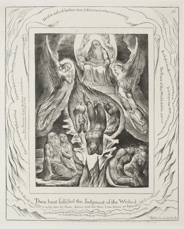 The Book of Job:  Pl. 16, Thou hast fulfilled the judgment of the wicked, 1825. William Blake (British, 1757-1827). Engraving