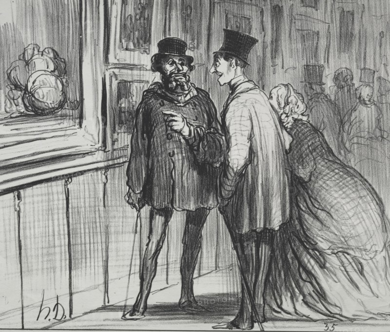 Published in le Charivari (27 April 1859): The Exhibition of 1859 (plate 8): The painter who had a painting refused..., 1859. Honoré Daumier (French, 1808-1879). Lithograph; sheet: 26.3 x 34.3 cm (10 3/8 x 13 1/2 in.); image: 21.8 x 26 cm (8 9/16 x 10 1/4 in.).