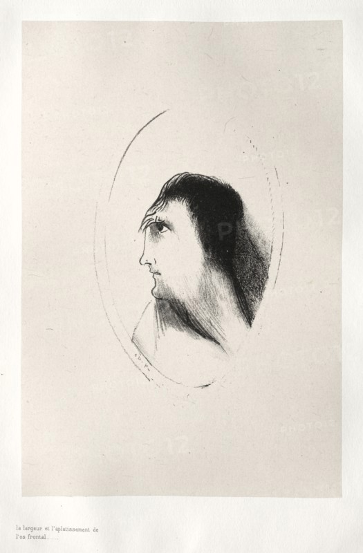 La Maison hantée:  The Width and Flatness of the Frontal Bone, 1896. Odilon Redon (French, 1840-1916). Lithograph