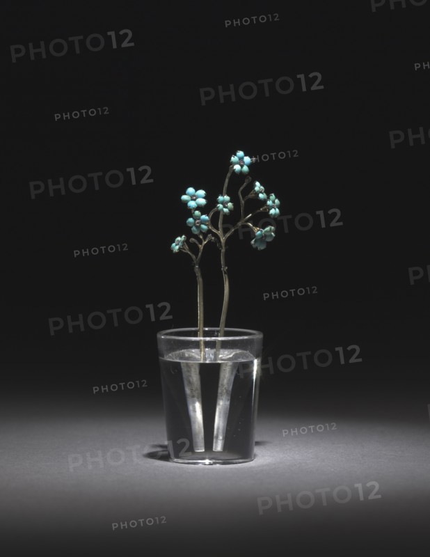 Forget-Me-Nots, late 1800s-early 1900s. Firm of Peter Carl Fabergé (Russian, 1846-1920). Turquoise, diamonds, rock crystal, silver gilt; overall: 8.9 x 3.1 cm (3 1/2 x 1 1/4 in.).