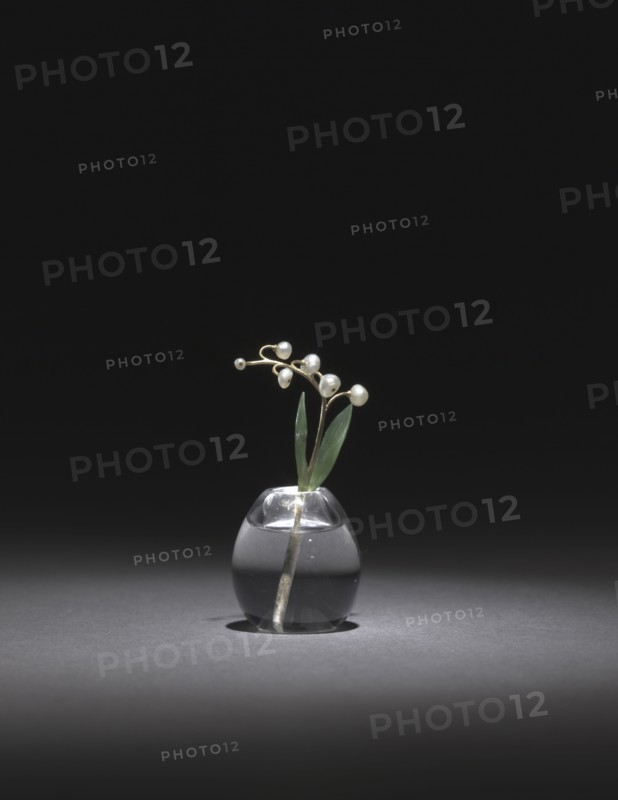 Miniature Lily of the Valley, late 1800s-early 1900s. Firm of Peter Carl Fabergé (Russian, 1846-1920). Pearls, jade, rock crystal, gold; overall: 5.1 x 2.3 cm (2 x 7/8 in.).