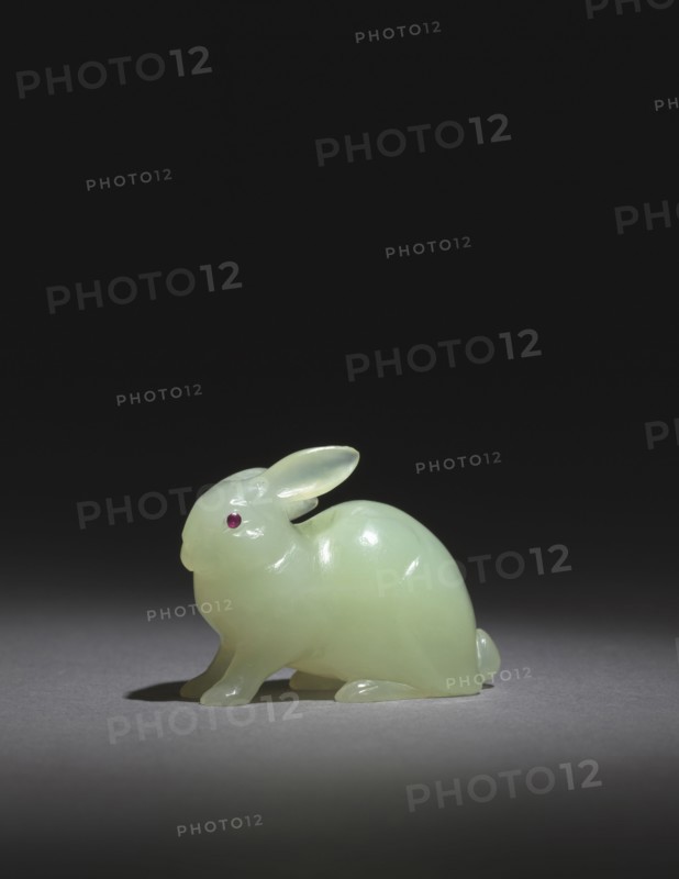 Rabbit, late 1800s-early 1900s. Russia, St. Petersburg, late 19th-early 20th Century. Jade, (bowemite?), rubies; overall: 4.2 x 5.1 x 2.4 cm (1 5/8 x 2 x 15/16 in.).