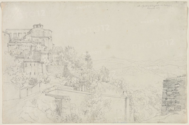 Saint Agostino from Bulagajo, Perugia (San Agostino dalla parte del Bulagajo, Perugia), 1829. Edward Jakob von Steinle (Austrian, 1810-1886). Graphite; sheet: 28 x 42.2 cm (11 x 16 5/8 in.).
