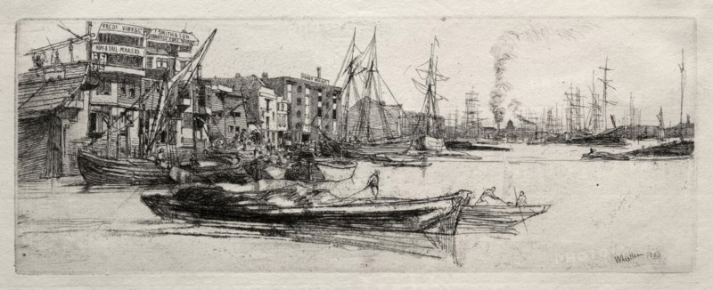 Thames Warehouse, 1871. James McNeill Whistler (American, 1834-1903). Etching; sheet: 22.7 x 9.7 cm (8 15/16 x 3 13/16 in.); platemark: 20.3 x 7.6 cm (8 x 3 in.).