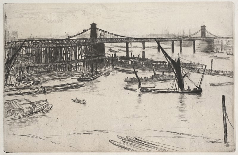 Old Hungerford Bridge, 1861. James McNeill Whistler (American, 1834-1903). Etching and drypoint; sheet: 24 x 18.1 cm (9 7/16 x 7 1/8 in.); platemark: 21.1 x 13.6 cm (8 5/16 x 5 3/8 in.)