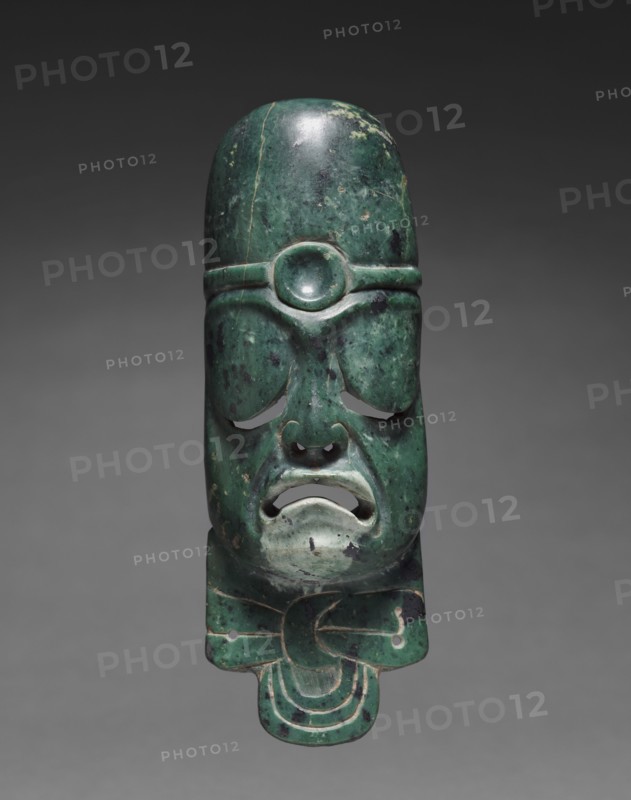 Elongated Mask Ornament, c. 900-300 BC. Mexico, Olmec, 1200-300 BC. Greenstone; overall: 13.8 cm (5 7/16 in.).