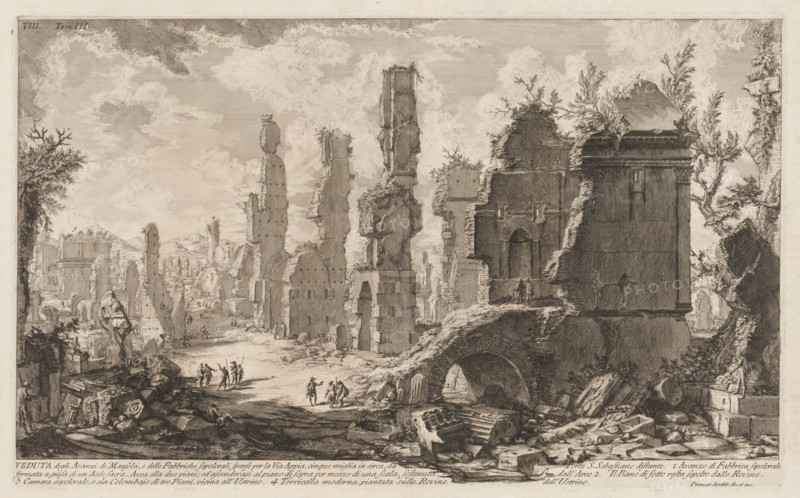 Antiquities of Rome:  The Appian Way. Giovanni Battista Piranesi (Italian, 1720-1778). Etching and engraving