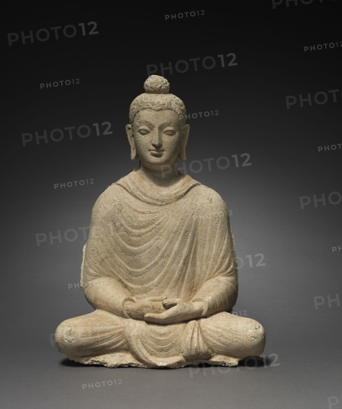 Seated Buddha, c. 300s. Afghanistan, Gandhara, Hadda, late Kushan Period (1st century-320). Stucco; overall: 36.9 cm (14 1/2 in.).