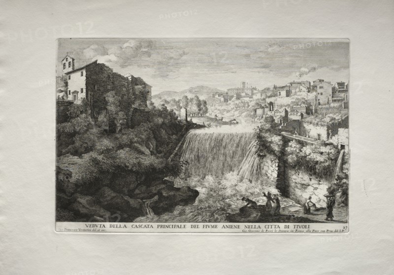 Veduta della Cascata Principale del Fiume Aniene nelle citta di Tivoli. Giovanni Francesco Venturini (Italian, 1650-1710). Etching; sheet: 33.1 x 47.5 cm (13 1/16 x 18 11/16 in.); image: 22.5 x 34.2 cm (8 7/8 x 13 7/16 in.).