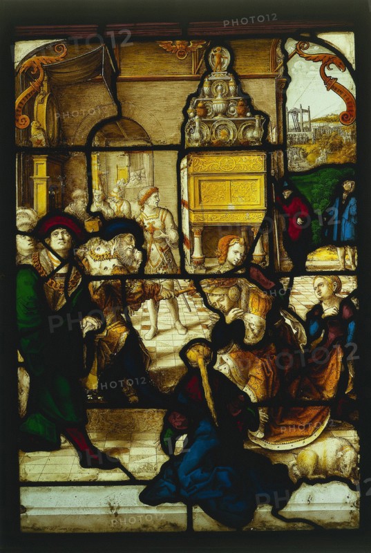 Esther before Ahasuerus, c. 1530. Dirk Vellert (Netherlandish, 1480/85-1547). Pot metal, white glass, and silver stain; overall: 69.3 x 47 cm (27 5/16 x 18 1/2 in.).