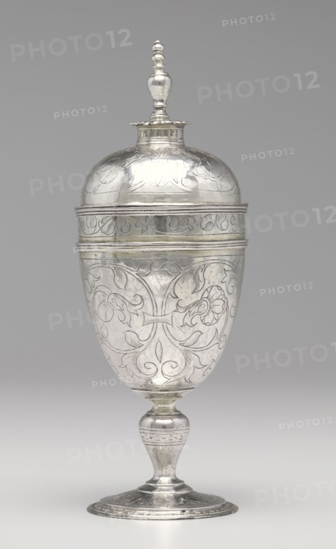 Standing Cup wth Cover, 1593. London, England: late 16th century, late 16th century. Silver, partially gilt; overall: 19.3 x 7.4 cm (7 5/8 x 2 15/16 in.).