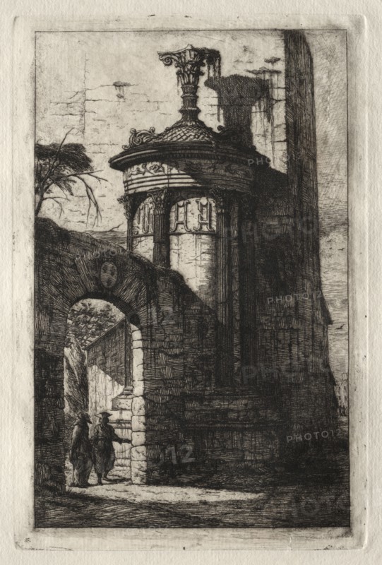 Entrance to the French Capuchin Convent at Athens, 1854. Charles Meryon (French, 1821-1868). Etching