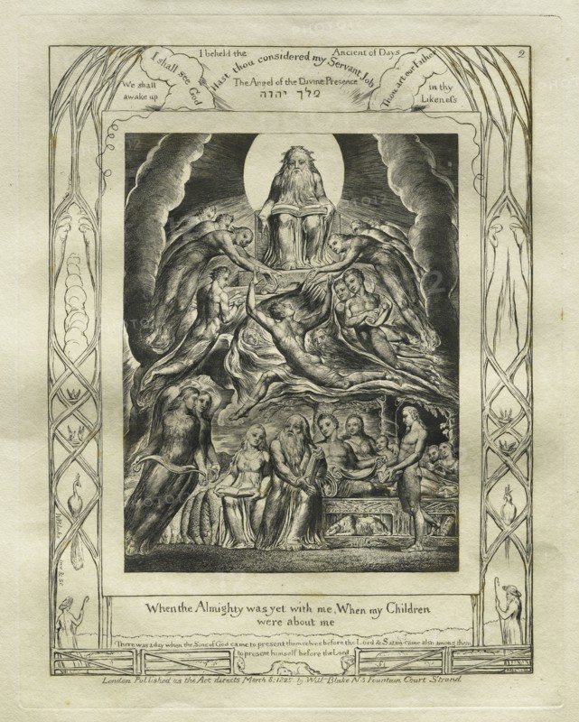 The Book of Job:  Pl. 2, When the Almighty was yet with me, When my Children / were about me, 1825. William Blake (British, 1757-1827). Engraving