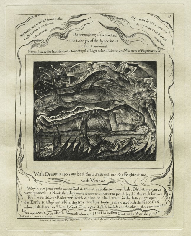 The Book of Job:  Pl. 11, With Dreams upon my bed thou scarest me and affrightest me / with Visions, 1825. William Blake (British, 1757-1827). Engraving