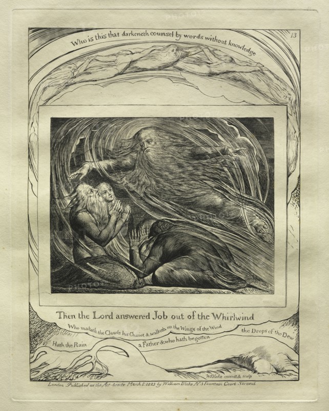 The Book of Job:  Pl. 13, Then the Lord answered Job out of the Whirlwind, 1825. William Blake (British, 1757-1827). Engraving
