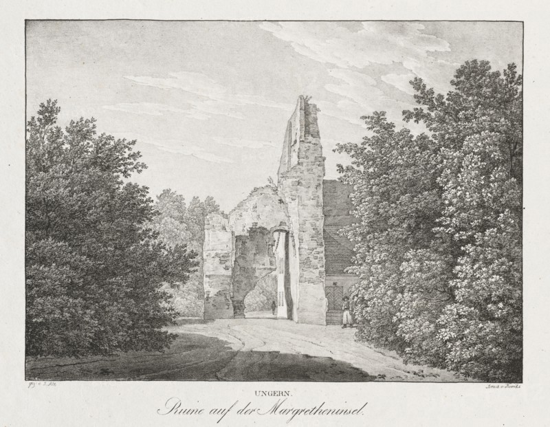Ungern, Ruinen auf der Margretheninsel. Jakob Alt (Austrian, 1789-1872). Lithograph