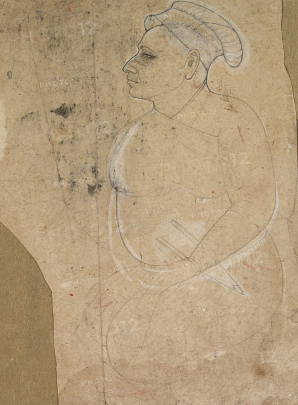 Portrait of an Aging Man, c. 1700. Northern India, Himachal Pradesh, Guler. Ink and opaque white pigment on paper; overall: 18 x 13.3 cm (7 1/16 x 5 1/4 in.).