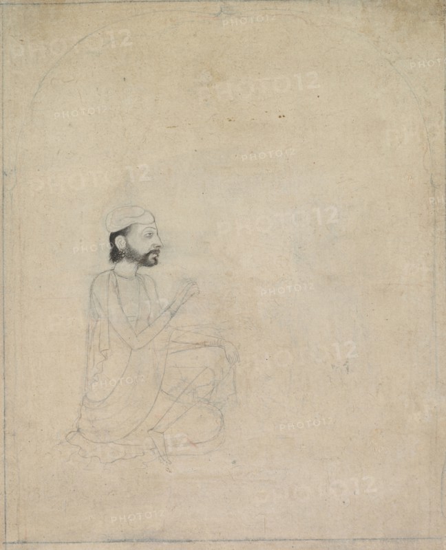 Portrait of a Seated Man, c. 1830-1850. India, Sikh, 19th century. Ink on paper; overall: 18.4 x 14.6 cm (7 1/4 x 5 3/4 in.).