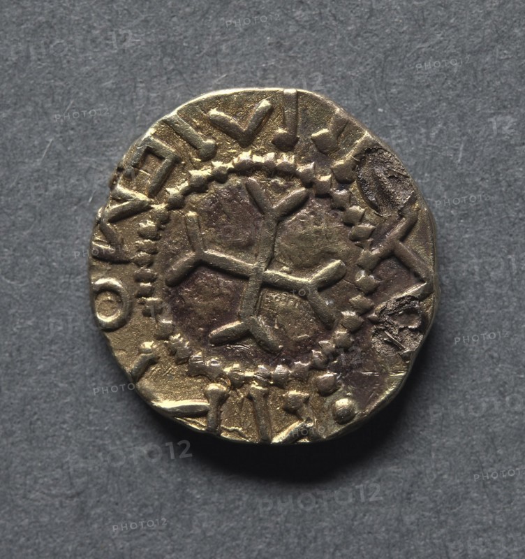 Witmen Tremissis (reverse), early 600s. England, Anglo-Saxon, early 7th century. Gold