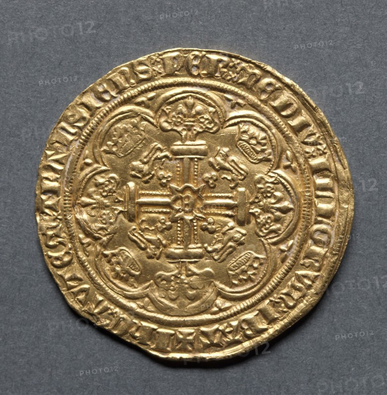 Noble (reverse), 1363-1369. England, Edward III, 1327-1377. Gold