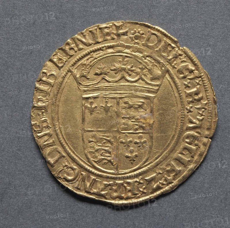 Crown of the Double Rose (reverse), 1526-1544. England, Henry VIII, 1509-1547. Gold