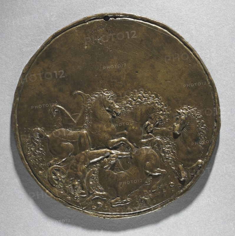 The Death of Hippolytus or Fall of Phaeton, 16th century. Moderno (Italian, 1467-1528). Bronze; diameter: 10.2 cm (4 in.)