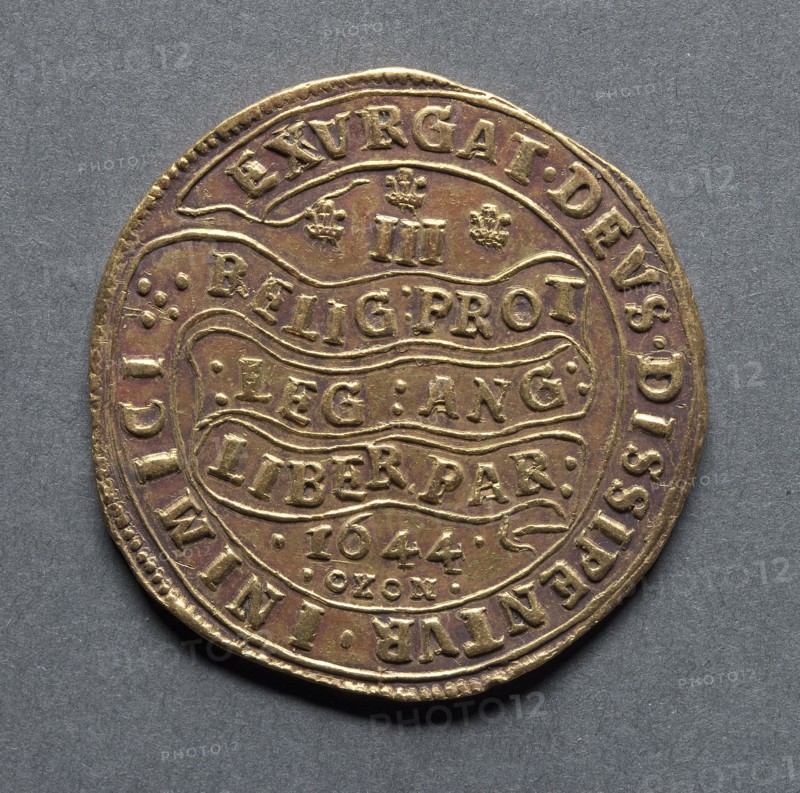 Triple Unite (reverse), 1644. England, Charles I, 1625-1649. Gold