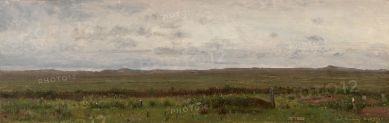 Graves of Travellers, Fort Kearny, Nebraska, 1866. Worthington Whittredge (American, 1820-1910). Oil on paper mounted on canvas; unframed: 18.8 x 56.5 cm (7 3/8 x 22 1/4 in.)