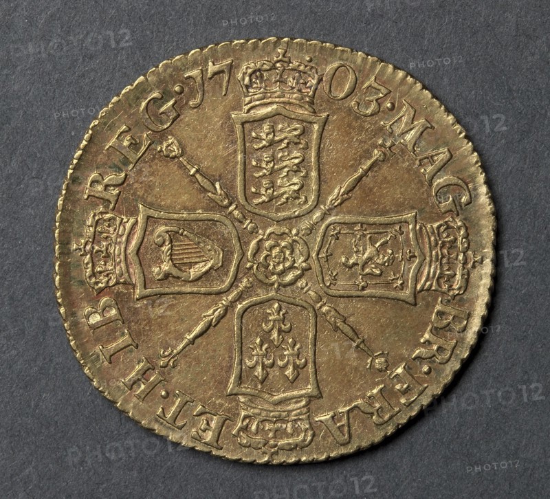 Half Guinea (reverse), 1703. England, Anne, 1702-1714. Gold