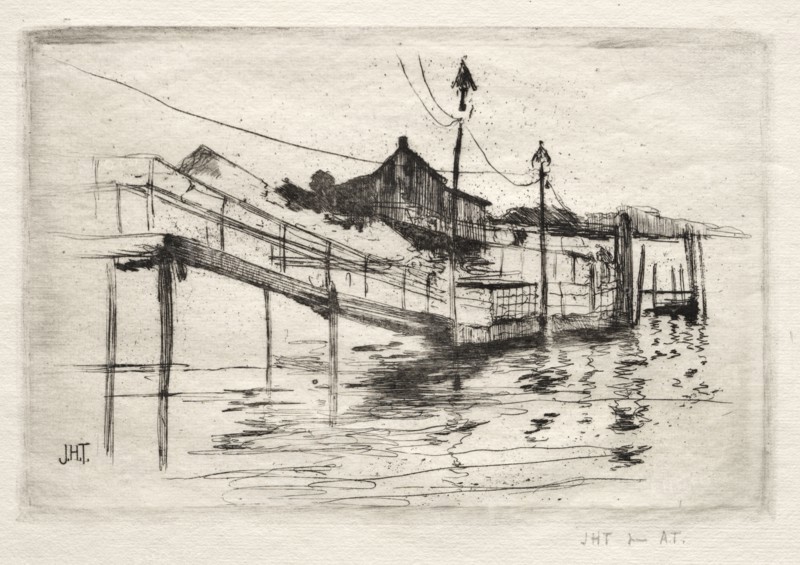Footbridge, Bridgeport, Connecticut. John Henry Twachtman (American, 1853-1902). Etching