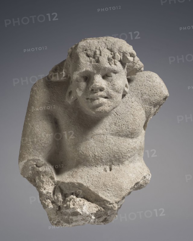 Male Atlantean Figure, 300s. Afghanistan, possibly Hadda, Kushan period (c. 80-320). Stucco; overall: 19.4 cm (7 5/8 in.).