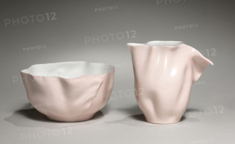 Service Aïda: Bowl and Pitcher, c. 1880. Jean Pouyat Factory (French). Porcelain; overall: 4.8 x 9.6 cm (1 7/8 x 3 3/4 in.).