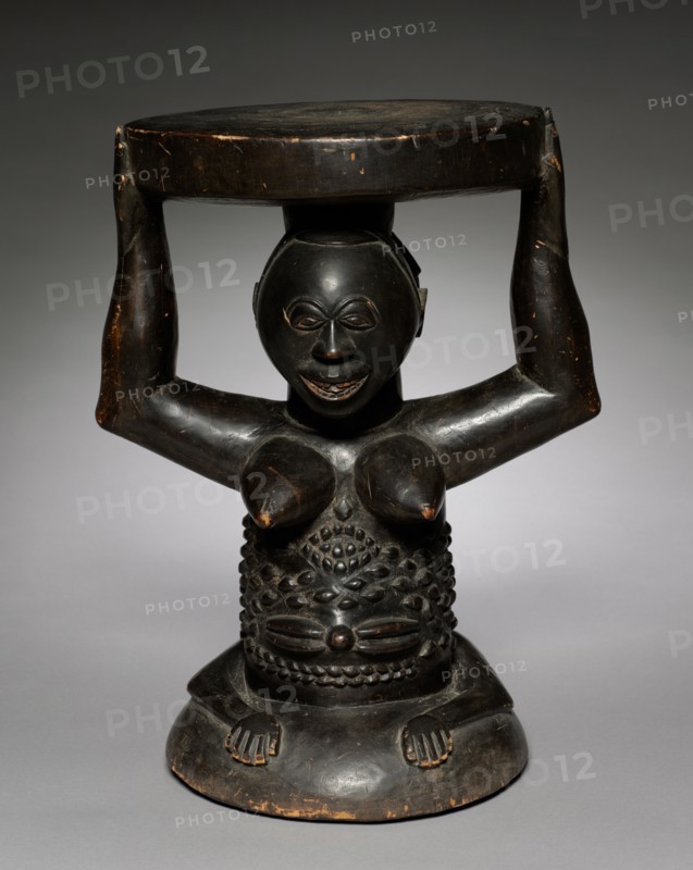 Caryatid Stool, c. 1900. Central Africa, Democratic Republic of the Congo,Luba, early 20th century. Wood; overall: 43.8 cm (17 1/4 in.)