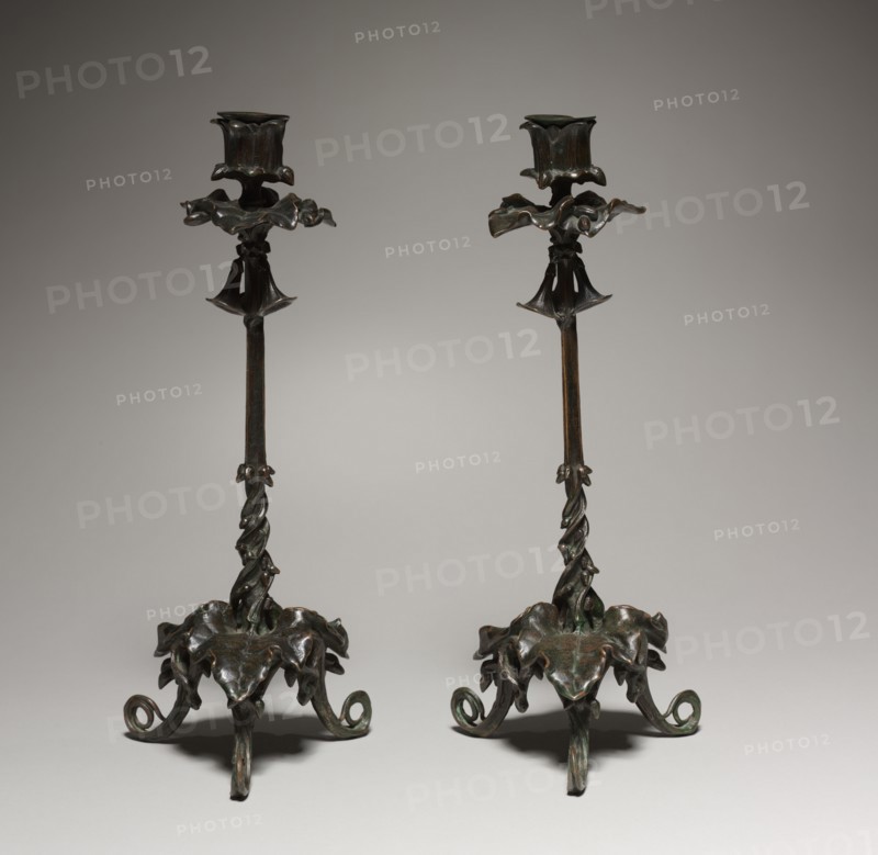 Candlesticks, 1800s. Antoine-Louis Barye (French, 1796-1875). Bronze; overall: 32.6 cm (12 13/16 in.).